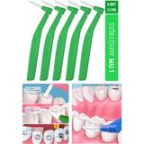 Oral White Orta Sert L Tipi Yeşil Arayüz Diş Fırçası 0.8 mm Ergonomik Saplı 5'li Paket – Kadın ve Erkek Kullanıma Uygun