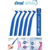 Oral White Orta Sert Mavi 1.0 mm L Tip Saplı Arayüz Diş Fırçası, 5'li Paket – Kadın ve Erkek Kullanıma Uygun