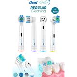 Oral White Regular Cleaning Yedek Diş Fırçası Başlığı, 4'lü Paket / Regular Cleaning, Hassa - Çok Renkli