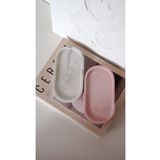 Orange Atelier Dekoratif 2'li Oval Beton Biblo Beton Takı Tabağı Mum Tabağı Organizer Mumluk Tütsülük Tabak