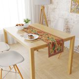 Orange Daisy Flowers Runner-TR120, 140x45cm (İnce Keten, Uluslararası Yıkama Ve Solmama Sertifikası)