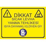 Orange Safety Este Uyarı Levhaları Dikkat Sıcak Levha Yanma Tehlikesi Isıya Dayanıklı Eldiven Giy 25 X 35 Cm Uyarı