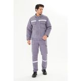 Orange Safety İş Takımı 7/7 Gabardin %100 Pamuk Kapitoneli Reflektörlü Kışlık Gri