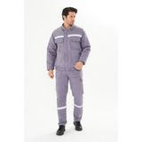Orange Safety Iş Takımı Mont+Pantolon 7/7 Gabardin %100 Pamuk Kapitoneli Reflektörlü Gri - XL