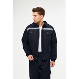 Orange Safety Kot Mont Taşlanmış Pamuk Kapitoneli Reflektörlü - Lacivert - 3XL