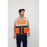 Orange Safety Mühendis Tipi İkaz Yeleği Turuncu-Lacivert, S