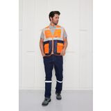 Orange Safety Mühendis Tipi İkaz Yeleği Turuncu-lacivert