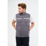 Orange Safety Yelek 7/7 Gabardin %100 Pamuk Kapitoneli Reflektörlü - Gri - XL