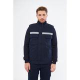 Orange Safety Yelek 7/7 Gabardin %100 Pamuk Kapitoneli Reflektörlü - Lacivert - XL