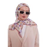 Oranj Çiçek Desen Soft Eşarp