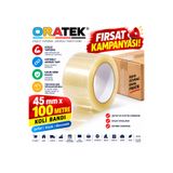 ORATEK 45x100 Metre Gerçek metrajlı Koli Bandı Şeffaf Güçlü Yapışkanlı Bilgisayar Aksesuar Paketleme Koli Bandı
