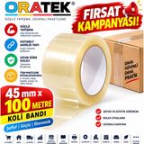 Oratek 45X100 Metre Gerçek Metrajlı Koli Bandı Şeffaf Güçlü Yapışkanlı Makine Yedek Parça Paketleme Sevkiyat Bandı - 1 Adet - --