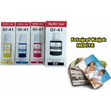 Oratek Canon Gı-41 G2470 4 Renk Muadil Mürekkep Seti + Canon Uyumlu 50 Adet Fotoğraf Kağıdı Hediye - Renkli - Siyah