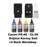ORATEK Canon Pixma E414 PG-46/CL-56 Orijinal Siyah-Renkli Tıpalı Dolabilen Mürekkepli Kartuş Seti