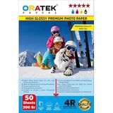 Oratek Canon Pixma Gı-490 G2400 Fotoğraf Kağıdı 10X15 Cm Premium Parlak 200 Gr 50 Adet, Beyaz