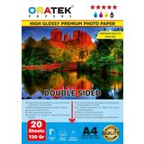 Oratek Epson T664/6641 L210 ile uyumlu Fotoğraf Kağıdı A4 Premium Parlak 120 Gr 20 Adet, Beyaz
