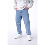 oraystore Erkek Koyu Kar Mavi Rahat Kalıp Düz Paça Kot Pantolon Günlük Şık Basic Denim