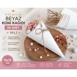 Orbak Kağıt Premium Beyaz Koni Kağıdı 50 Adet | Ipli Hediyelik Ikram ve Şeker Sunum Külahı