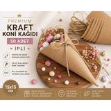 Orbak Kağıt Premium Kraft Koni Kağıdı 50 Adet | Ipli Hediyelik Ikram ve Şeker Sunum Külahı - Kahverengi