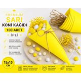 Orbak Kağıt Premium Sarı Koni Kağıdı 100 Adet | Ipli Hediyelik Ikram ve Şeker Sunum Külahı