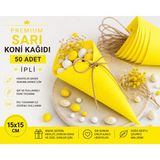 Orbak Kağıt Premium Sarı Koni Kağıdı 50 Adet | Ipli Hediyelik Ikram ve Şeker Sunum Külahı