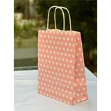 Orbak Kağıtçılık 1.kalite 18X8X24 cm (1 Adet) Pembe Renk Beyaz Benekli Kraft Kağıt Çanta,hediye Poşeti,hediye Paketi