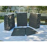Orbak Kağıtçılık 1.kalite 18X8X24 cm (1 Adet) Siyah Renk Beyaz Benekli Kraft Kağıt Çanta,hediye Poşeti,hediye Paketi