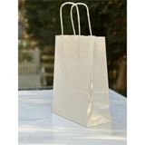 Orbak Kağıtçılık 1.kalite 18X8X24 cm 1’ Li Beyaz Renkli Kraft Kağıt Çanta, Hediye Poşeti, Hediye Paketi, Kraft Çanta - 1 Adet
