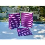Orbak Kağıtçılık 1.kalite 18X8X24 cm (3 Adet) Mor Renk Beyaz Benekli Puantiyeli Kraft Kağıt Çanta, Hediye Poşeti - Kahverengi