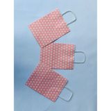 Orbak Kağıtçılık 1.kalite 18X8X24 cm (3 Adet) Pembe Renk Beyaz Benekli Kraft Kağıt Çanta,hediye Poşeti,hediye Paketi
