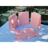 Orbak Kağıtçılık 1.kalite 18X8X24 cm (5 Adet) Pembe Renk Beyaz Benekli Kraft Kağıt Çanta,hediye Poşeti,hediye Paketi - Kahverengi