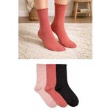 Orbis 3'Lü Kadın Simli Fashion Ribli 36 - 40 Soket Çorap - Pembe/Siyah