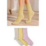 Orbis 3'lü Kadın Simli Fashion Ribli Çorap - 36 - 40 - Pastel