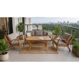 Orbis Bahçe Balkon Koltuk Masif Ahşap Kestane Ağacı 3+1+1 Koltuk ve Masa Takımı