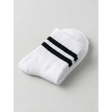 Orbit 3'lü Set Old School Çizgili Kolej Çorap - Unisex Pamuklu Beyaz Tenis Spor Soket - Standart