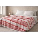 Orbit Çift Kişilik Pike 180X220 cm Çizgili Çok Renkli – %70 Pamuk %30 Polyester – Dört Mevsim Kullanım – Türkiye Üretim Tek Parça Pike - Kırmızı - Beyaz
