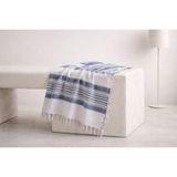 Orbit Çift Kişilik Pike 180X220 cm Çizgili Çok Renkli – %70 Pamuk %30 Polyester – Dört Mevsim Kullanım – Türkiye Üretim Tek Parça Pike - Lacivert - Beyaz