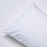 Orbit Trade 2’li Set 50x70 cm Beyaz Saten Yollu Yastık Kılıfı, Çizgili Otel Tipi Şık Yastık Kılıfı, Tek ve Çift Kişilik Yataklar İçin