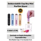 Orbitmoon 4 Adet Tasarım Parfüm Şişesinden Doldurulabilir Çanta Içi Taşınabilir 4lü Mini Cep Parfüm Şişesi