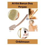 Orbitmoon Premium %100 Doğal Yumuşak Vücut Masajı Selülit Önleyici Saplı At Kılı Uzun Banyo Duş Fırçası