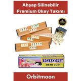Orbitmoon Premium Çizilmeye Dayanıklı Silinebilir Antibakteriyel Kir Tutmayan Konken Ahşap Okey Takımı