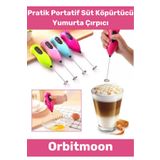 Orbitmoon Premium Portatif Çelik Uçlu Kahve Sos Krema Mama Süt Köpürtücü Yumurta Çırpıcı Pilli Mini Mikser