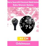 Orbitmoon Premium Ürün Cinsiyet Belirleme Partisi Siyah Büyük Soru İşaretli 45cm Kız Bebek Baby Shower Balonu