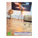 ORBO Köpek kedi Çiti Kafesi 120cm.x60cmx60cm L Tip Oyun Eğitim Alanı 8 Parça Panel Çit Siyah
