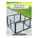 ORBO Metalprofilli kedi / köpek kafes çit 1M X 1M yükseklik:60 cm köpek oyun alanı Siyah renk