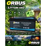 Orbus 12,8V Volt 200 Ah (Amper) Lityum Akü Ebatlar: 522X240X218MM - Açık Siyah