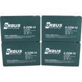 Orbus 12v 14 Ah Elektrikli Bisiklet Aküsü 4'lü Set