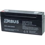 Orbus 6 Volt 3.2 Amper 125*33*60MM-0,6KG. Yatay Akü - Siyah