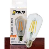 Orbus ORB-STM6W ST64 6W E27 Beyaz Cam Sarı Işık Dekoratif 540 Lm Led Ampul Ra80 220-240V-50Hz - 1 - 10 W
