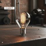 ORBUS PC45 5Lİ 4W LED Filament Ampul E14 – 400 Lümen Sarı Işık, Şeffaf Cam Vintage